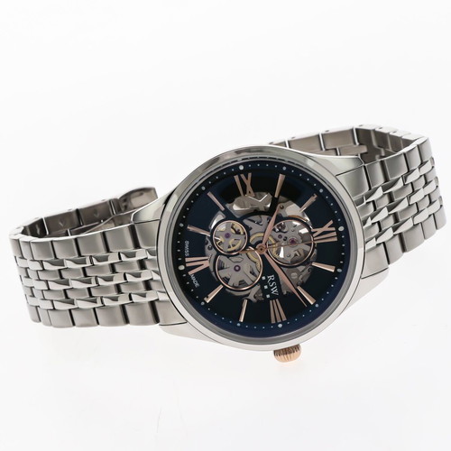 RSW Romeo Skeleton automatic watch new, 45mm, black and blue