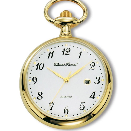 Pocket Watch like new German with date 40mm white and gold