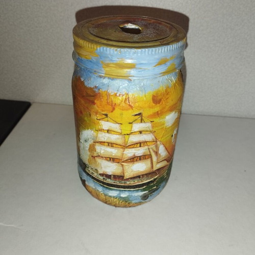 Hand-painted vase candle holder like new, summer theme