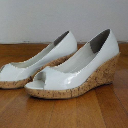 Sedici white platform shoes used, 9 cm heel, size 37