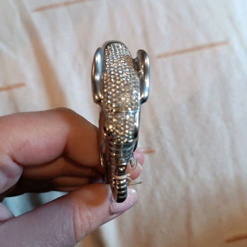 Handmade steel bracelet with elephant design and rhinestones new