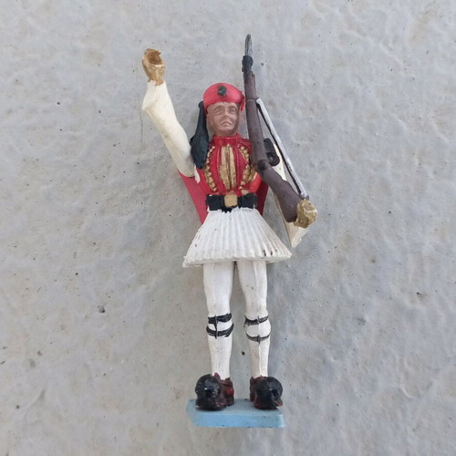 Evzones Athens figure with red uniform like new