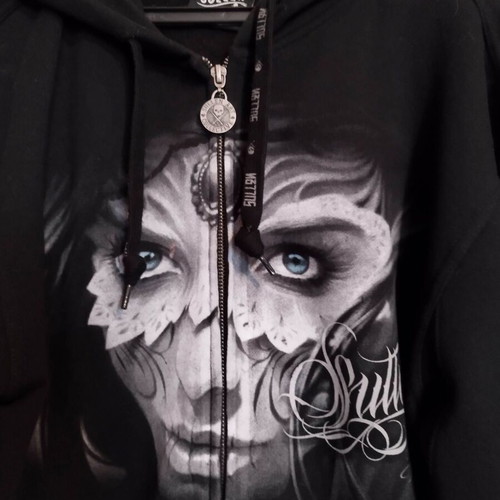 Sullen Art Collective hoodie black with print and hood, new size M