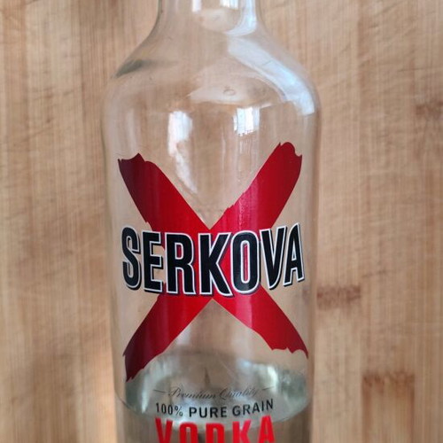 Serkova Vodka bottle used, 700ml premium grain vodka