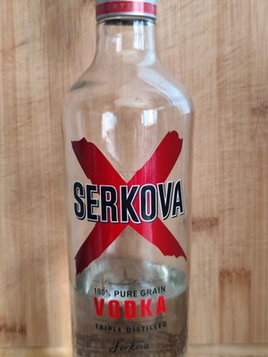 Serkova Vodka bottle used, 700ml premium grain vodka