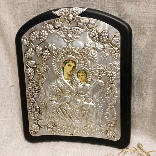 Virgin Mary icon made of immutable metal like new