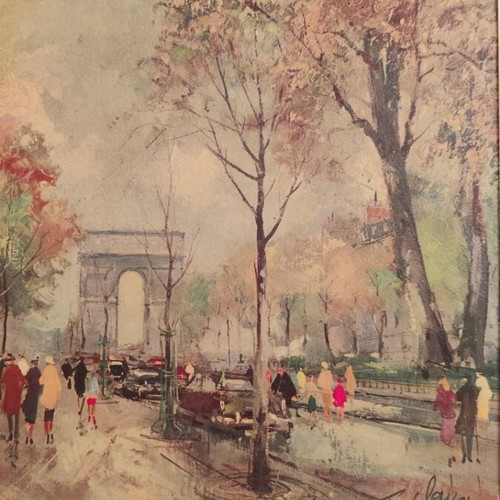 F. Claver Arc de Triomphe Paris oil painting with frame