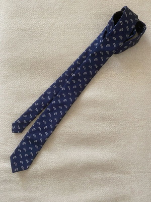 L’Impeccable Marcel tie like new, dark blue with bicycle pattern