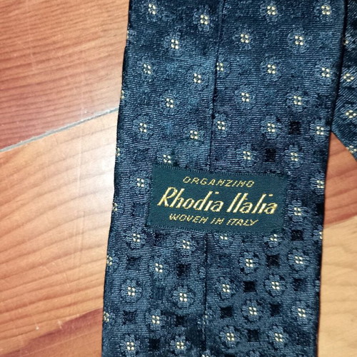 Vintage Italian tie Rhodia Italia silk organza black yellow like new