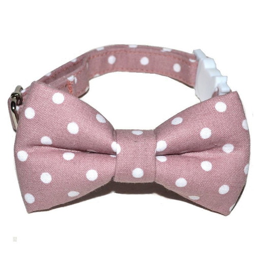 Breakaway cat collar pink polka dots with removable bow, new