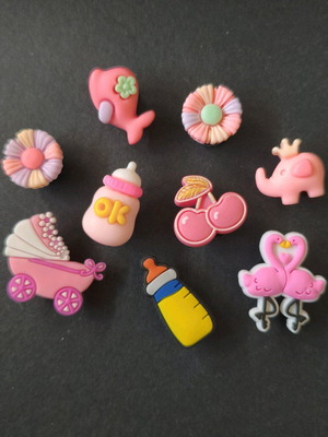 Crocs Charms set σαν καινούργιο, ροζ και πολύχρωμο