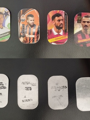 Football Tags used, set of 4 with Bellingham, Ibrahimovic, Fernandes, Dentinho