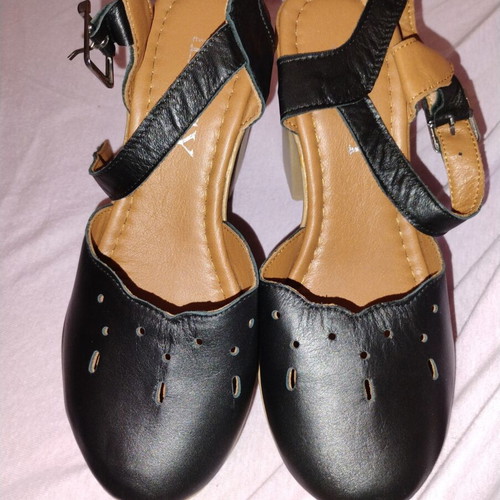 Platform sandals from genuine leather new, black, handmade