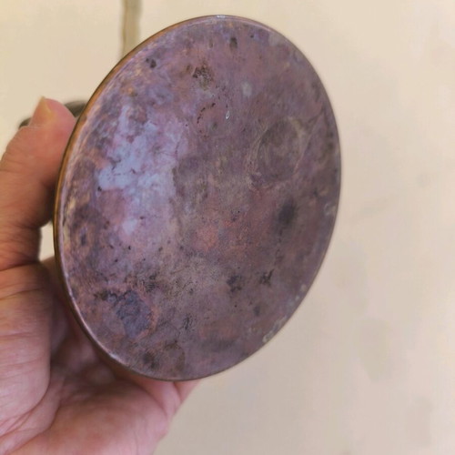 Handmade old copper briki for Greek or Turkish coffee used