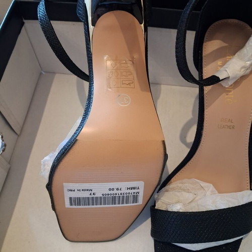 Lara Conte Madrid leather sandals new, black, heel height 8 cm, size 37