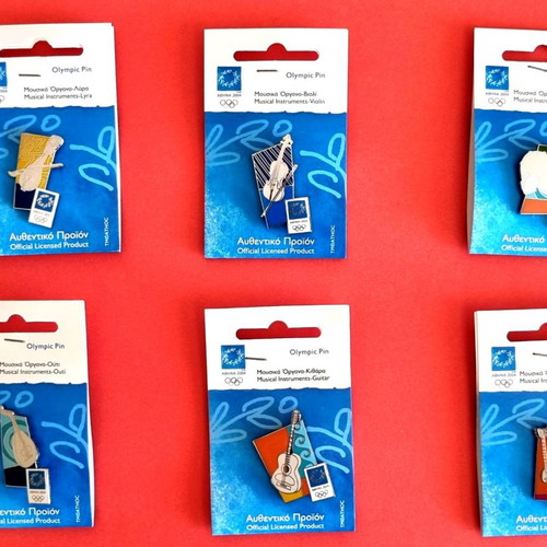 Athens 2004 collectible pins set of 6 musical instruments new