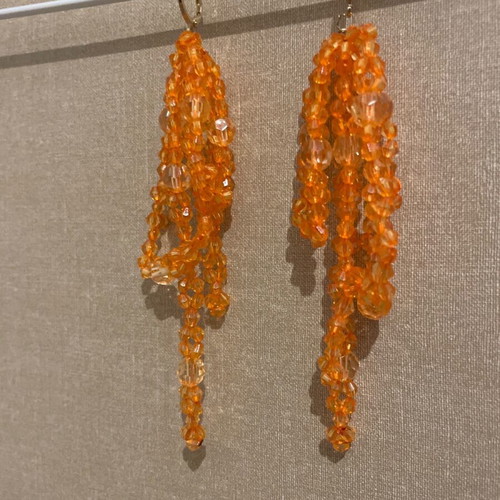 Beaded earrings like new with gold hoops
