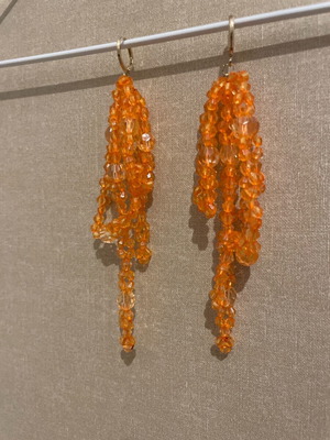 Beaded earrings like new with gold hoops