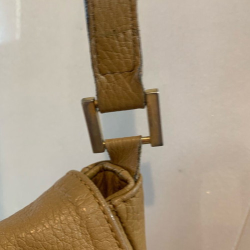 Crossbody bag used large authentic leather light tan