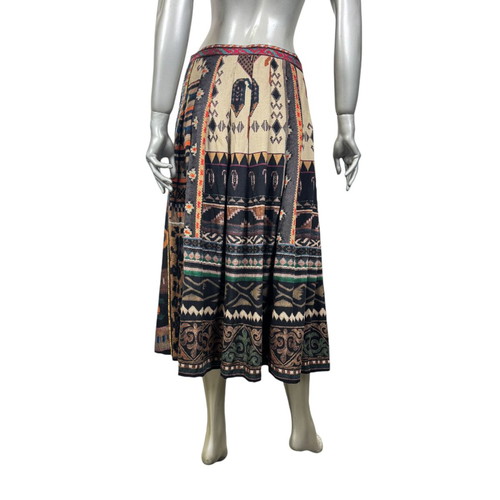Etro pleated print skirt wool and silk like new, size IT44