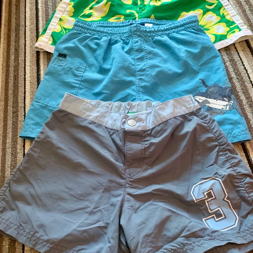 Boys' swim shorts pack of 3, size 8-10, like new, Benetton and Crivit