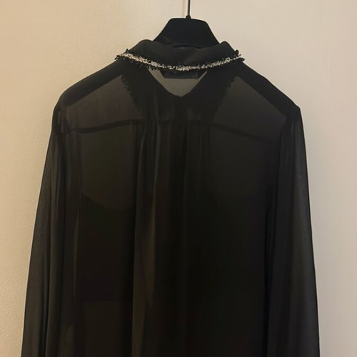 Zara shirt like new, see through with tweed details