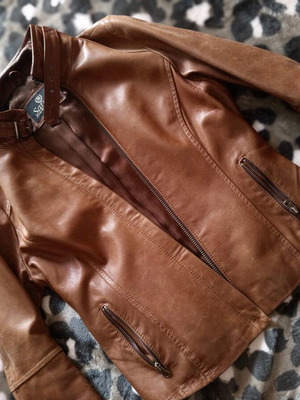 Leather jacket used, brown, size M