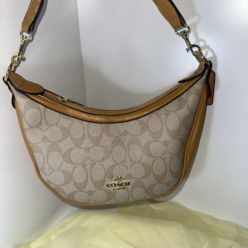 Coach Aria Shoulder Bag Khaki Saddle new
