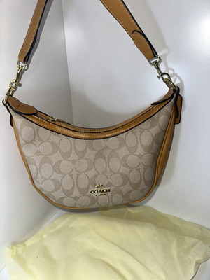 Coach Aria Shoulder Bag Khaki Saddle new