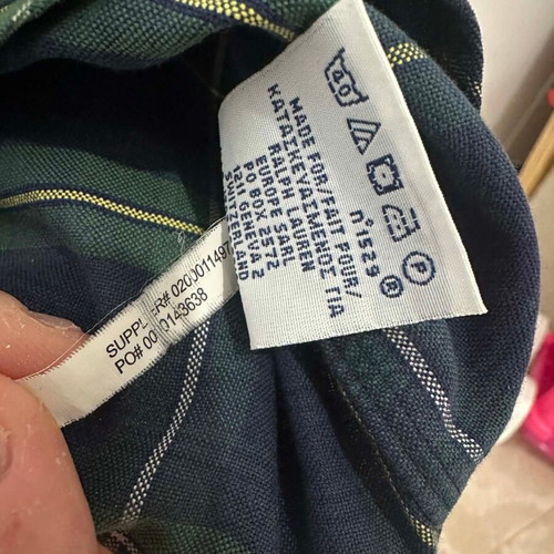 Ralph Lauren shirt like new, regular fit, size Small with Medium fit, blue and green