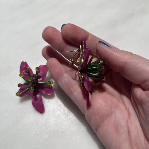 Zara flower earrings, multicolored purple