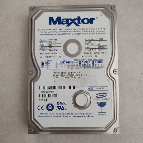Maxtor D540X-4D 40GB IDE 5400RPM Ultra ATA/100 used