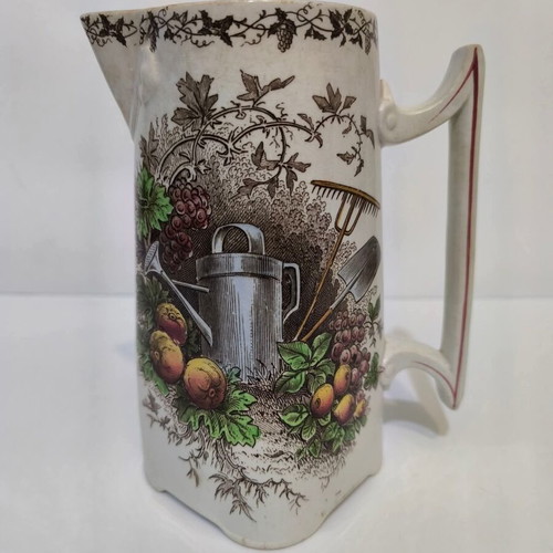 Antique French Sarreguemines OPAQUE pitcher used from 1880