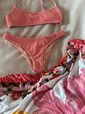 Rythm swimsuit used, pink, size M with pareo