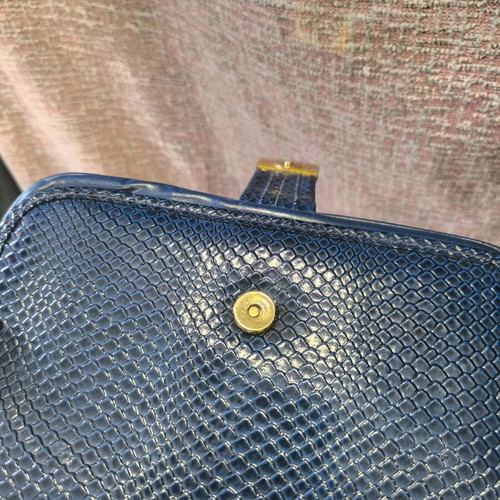Vintage leather bag Greek made blue
