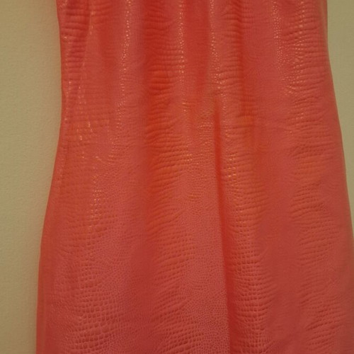 Pink mini dress with halter neck and embossed crocodile print pattern like new, XS