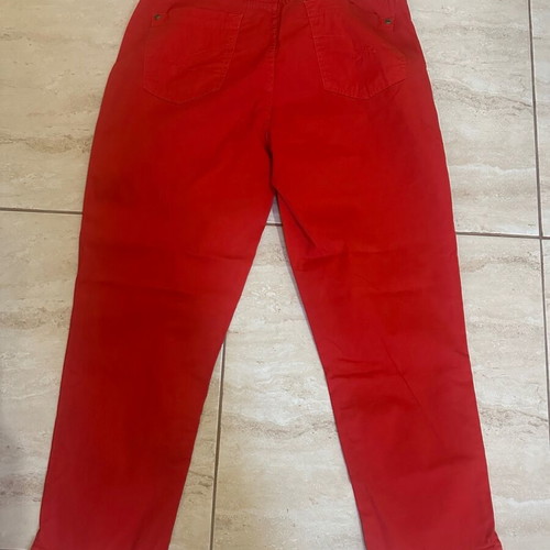 Sarah Lawrence red women's straight-leg pants