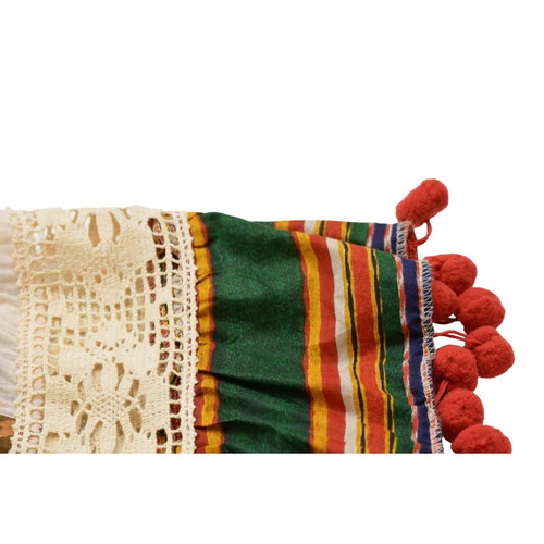 Antica Sartoria tunic blouse top with embroidery, cold shoulders and pom poms, multicolor, very good condition