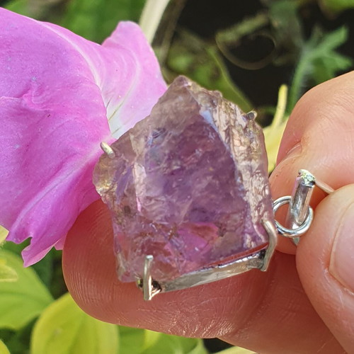 Amethyst pendant silver plated, new