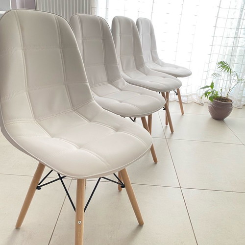 White leather chairs new, set of four