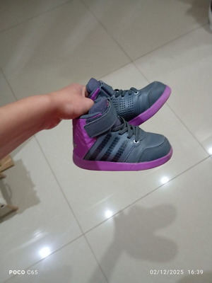 Adidas girls' boots size 23 like new, gray purple athletic