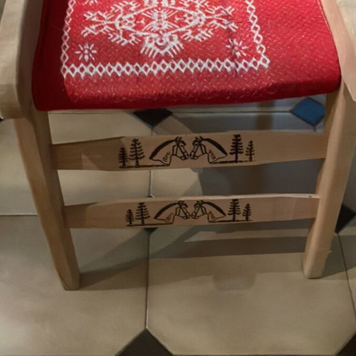 Handmade wooden saddle seat, set of 2