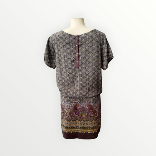 Silk boho dress like new, size M, multicolor
