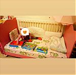  Βρεφική κούνια-Παιδικό κρεβάτι 2 σε 1 και ΔΩΡΟ ΣΕΤ ΣΕΝΤΟΝΙΑ