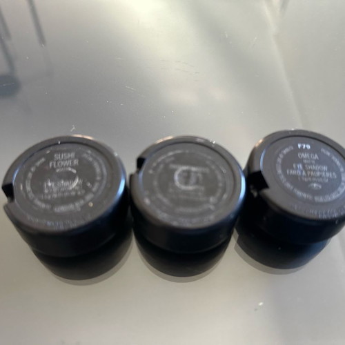 Mac eyeshadow set used with sushi flower satin, Shimmermoss, Omega matte shades