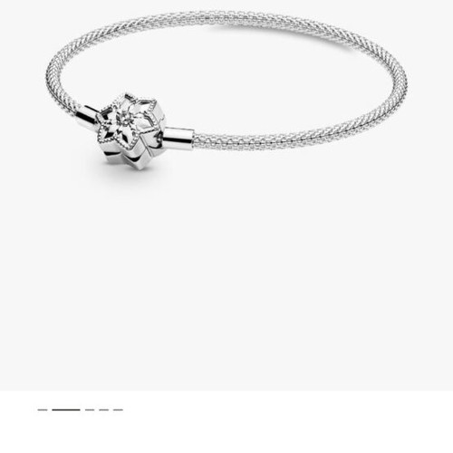 Pandora snowflake charm bracelet 18 cm, silver, zirconia
