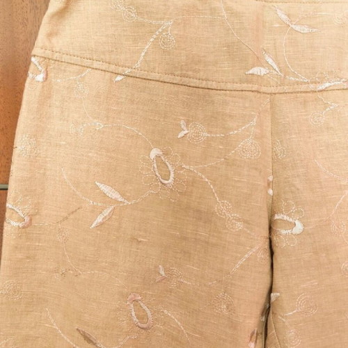Trussardi embroidered pants new, beige and yellow, size M
