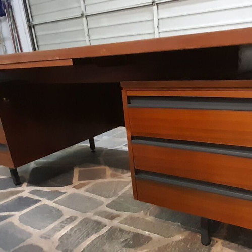 Director desk used, brown walnut with six drawers