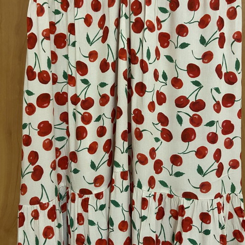 Dress with cherries new, one size, beige and red