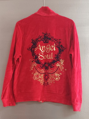 Velour tracksuit set used, red, size S